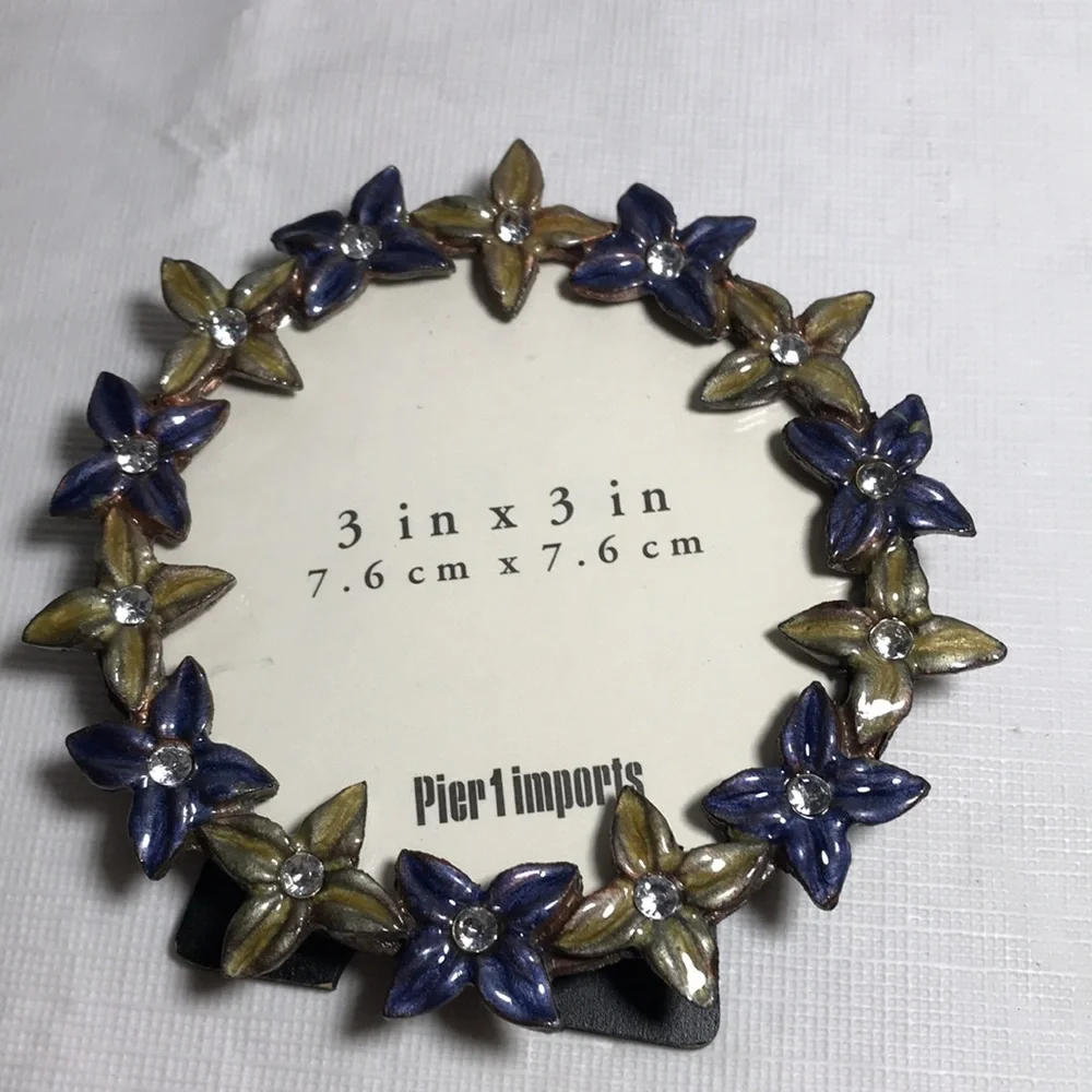 Pier 1 Enamel Crystal Jewel Mini Photo Frames Cloisonné Collection 3 Total